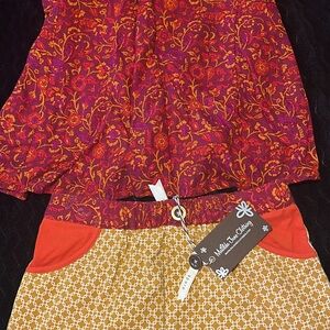Colorful Floral Top and Patterned Skirt Set